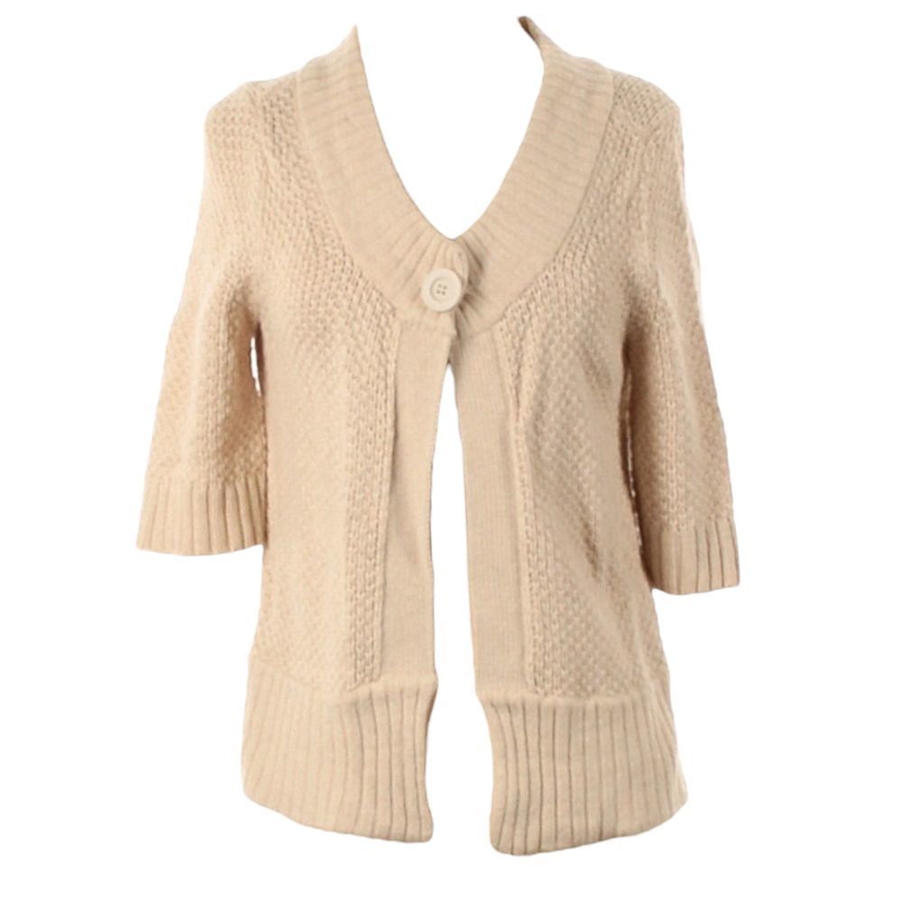 BANANA Republic Wool off White Cable Knit Cardigan Sweater